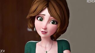 Cass (Big Hero 6) masturbate big cock between her boobs