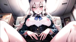 Submissive and innocent air hostesses at your complete service! (with pussy masturbation ASMR sound!) Uncensored Hentai