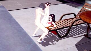 Nezuko Kamado cojiendo en la alberca en bikini