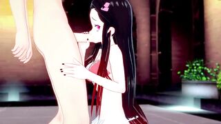 Nezuko Kamado cojiendo en la alberca en bikini