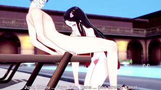 Nezuko Kamado cojiendo en la alberca en bikini