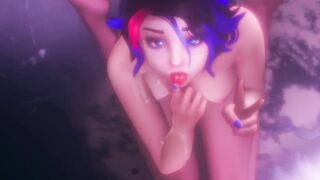 Threesome orgy monster alien for the 2 holes she is happily aroused