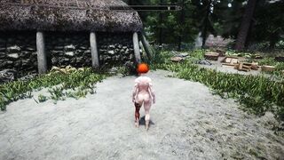 Skyrim Short - Breton Shaved Pussy Muscle Urination Peeing Redhead