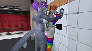 Heat anthro Futa furry dragon hot anal with furry girl in the shower