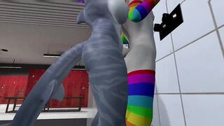 Heat anthro Futa furry dragon hot anal with furry girl in the shower