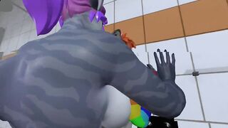 Heat anthro Futa furry dragon hot anal with furry girl in the shower