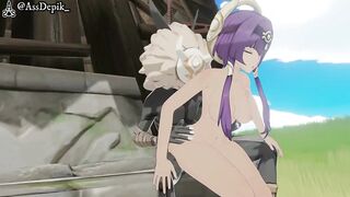 Candace Genshin Impact Sex with Hilichurls Hentai Outside Camp Big Boobs Cumshot MMD 3D Purple Hair