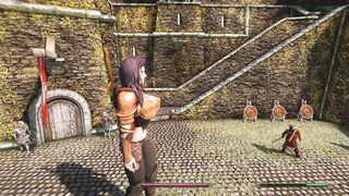 Giantess rampages the city - Skyrim GTS