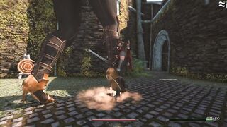 Giantess rampages the city - Skyrim GTS