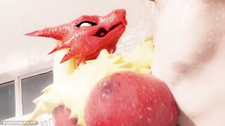 Blaziken takes care of you in the shower
