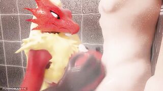 Blaziken takes care of you in the shower