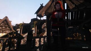 Cute redhead grows during hugs - Skyrim GTS