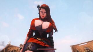 Cute redhead grows during hugs - Skyrim GTS