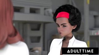CUSTOMER SERVICE - Massive Tits Futanari Girl Fills Client's Pussy Wtih Cum While Coworker Watches!