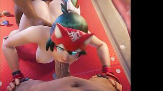 KIRIKO OVERWATCH SWALLOWS DICK WHILE GETTING FUCKING FROM BEHIND | BEST GROUP SEX HENTAI KIRIKO OVER