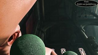 Aerith stretches her cute pussy - laying the biggest eggs out there