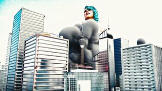 Mega Giantess Plays with a City Before Expanding Even Bigger