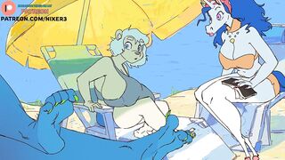 FURRY FUTA CUMMING ON THE BEACH | FURRY FUTANARI STORY ANIMATION 4K 60FPS