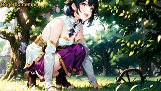 Girl pers Hentai pissing bathroom outside cartoon animation