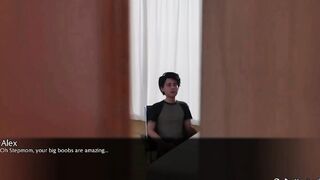 Orgasm Handjob on breast stepmom