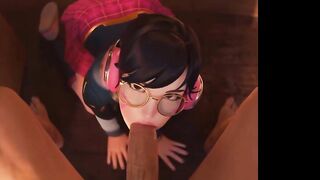 Schoolgirl D.Va Do Amazing Blowjob For Big Dick - Overwatch Hentai 60 FPS High Quality 3D Animated