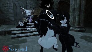 Petite Catgirl Gets Nabbed and Fucked by 3 Thick Monsters