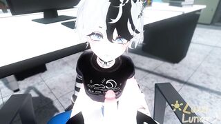 POV Femboy coworker hid under your desk, but then he noticed your cock...