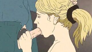 Blowjob with cum on face and mouth! Porn cartoon