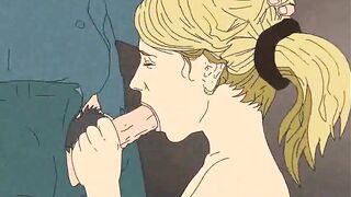 Blowjob with cum on face and mouth! Porn cartoon