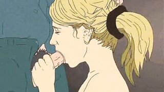 Blowjob with cum on face and mouth! Porn cartoon