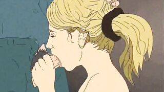 Blowjob with cum on face and mouth! Porn cartoon
