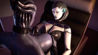Watching Liara Riding Edi