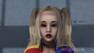 Batman fucks a horny cuffed Harley Quinn hard in jail