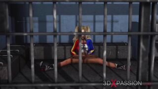 Batman fucks a horny cuffed Harley Quinn hard in jail
