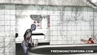 Busty 3D Redhead Fucked Hard by a Zombie