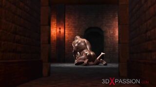 Big man bangs hard a hot teen in cuffs in the dark dungeon