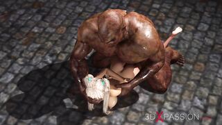 Big man bangs hard a hot teen in cuffs in the dark dungeon