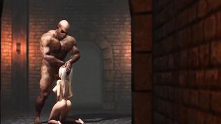 Big man bangs hard a hot teen in cuffs in the dark dungeon