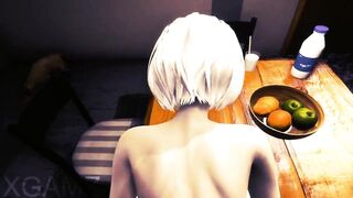 2B fucked on the kitchen counter