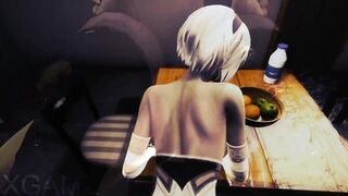 2B fucked on the kitchen counter