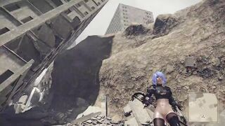 Nier 2B Without Underwear & Black Latex Outfit