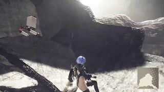 Nier 2B Without Underwear & Black Latex Outfit