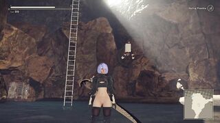 Nier 2B Without Underwear & Black Latex Outfit
