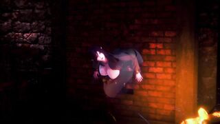 3D HENTAI Dark Elf Stuck in Fireplace and Fucked