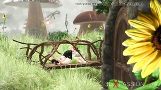 Hot sex! Horny beautiful fairy and gnome in the village