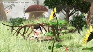 Hot sex! Horny beautiful fairy and gnome in the village