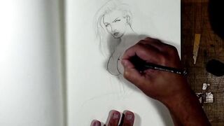 Nude StepMom's Boobs Drawing Pencil Art