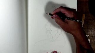 Nude StepMom's Boobs Drawing Pencil Art