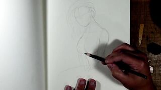 Nude StepMom's Boobs Drawing Pencil Art