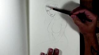 Nude StepMom's Boobs Drawing Pencil Art